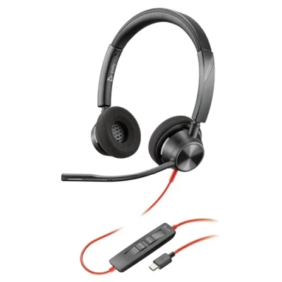 Imagen de Auricular Poly Blackwire 3310 con cable Brazo de micrófono flexible Diseño monoaural Conexión A PC/Mac mediante USB C o Funciona Teams y Zoom