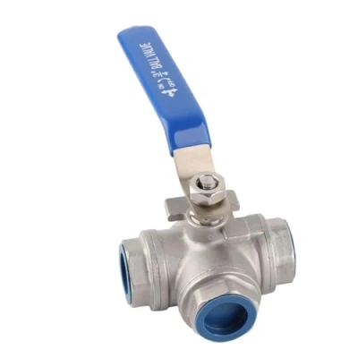 Imagen de Acero inoxidable SUS304 Válvula de bola tubo tres vías tipo T rosca hembra 3/4 &quot;DN20