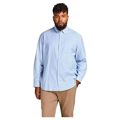 Imagen de JACK &amp; JONES Camisa de Hombre Talla Grande Color Liso básica Manga Larga Business JJEOXFORD, Color:Azul, Talla:4XL