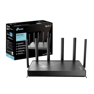 Imagen de TP Link Archer BE400 Router WiFi 7 Doble Banda 6500Mbps, 2.5G WAN/LAN, Cobertura Maxima 6 Antenas Externas con Tecnología MLO, EasyMesh, Beamforming, Control App