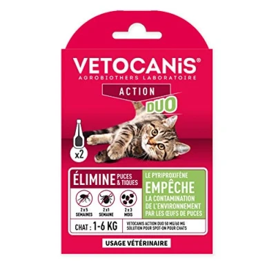 Imagen de Vetocanis Pipeta antipulgas antigarrapatas Gato Tratamiento y protección contra plagas 1 6 kg hábitat Caja de 2 pipetas