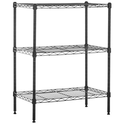 Imagen de Amazon Basics Unidad de Almacenamiento Estrecha 3 baldas con estantes Ajustables en Altura y Patas niveladoras, Peso máximo 340 kg, Negro, 34 cm x 58.9 76.2 (D W H)