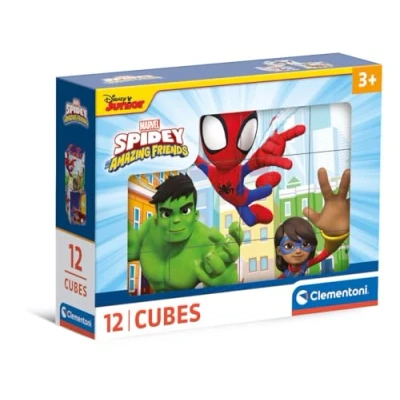 Imagen de Clementoni Marvel Spidey and His Amazing Friends Paquete Cubos para Armar 6 Imágenes Distintas, Puzzle Infantil 3 5 Años De 12 Piezas, 41198, Multicolor