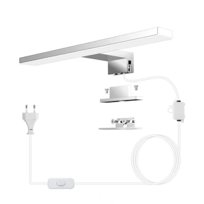 Imagen de Azhien Lámpara de Espejo Baño LED 5W 500lm,Blanco Frio 6500K Pared con Enchufe,Montaje 3 en 1,30CM IP44 Aplique para Armario Espejo,230V,300mm