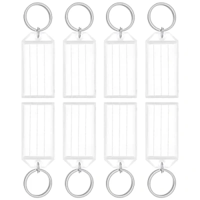 Imagen de Uniclife Etiquetas para Llaves de Plástico Resistente 5 CM Identificadores Artículos Blancos con Cubiertas Transparentes y Anillos Divididos, Paquete 20