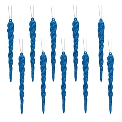 Imagen de Christmas Concepts® Decoraciones de carámbano Brillo 12 cm Adornos Lujo para árboles Navidad (Azul Real, Paquete 10)