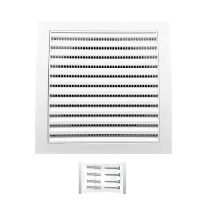 Imagen de H&amp;C VENT Rejilla Ventilación de 190 x 190mm con Conector │ Extractor Baño Cocina Aire Acondicionado Conductos Pared Techo AC Tubo PVC Cubiertas Ventilacion Cuadrada Mosquitera