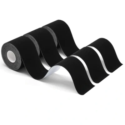 Imagen de cinta de kinesiología deportiva, 5 m x cm, 3 rollos, resistente al agua y elástica para deporte(Negro)