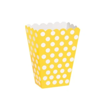 Imagen de Unique Paquete de 8 cajas para palomitas a lunares, color amarillo, (59293)