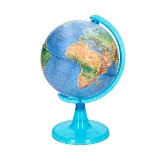 Imagen de Globo terraqueo mapa fisico diametro 15 cm. Esfera física de cm diámetro, con base y meridiano plástico.