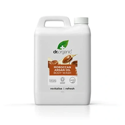 Imagen de Dr Organic Recarga de Gel Ducha Aceite Argán Marroquí con Bomba, Ducha, Natural, Vegano, Libre Crueldad, Sin Parabenos ni SLS, Reciclado y Reciclable, Certificado Orgánico, 5L