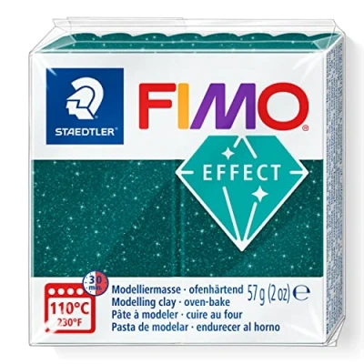 Imagen de STAEDTLER 8010 562 FIMO Effect Arcilla polimérica para modelar de secado al horno, color verde galaxy (pastilla 57 g.)