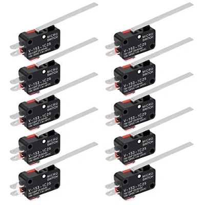 Imagen de InduSKY 10 piezas Interruptor de Límite Micro Largo Bisagra Palanca Momentánea SPDT 1NO 1NC 3 Pines Momentáneo para Arduino