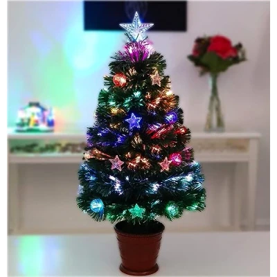 Imagen de Christmas Concepts® Árboles de Navidad Fibra óptica 32&quot; Diseños Variados (Estrellas, Adornos y Base Negra)