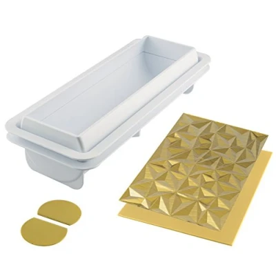 Imagen de silikomart DIAMOND BUCHE, kit de 2 soportes en plástico y tapetes silicona, uno liso otro con tema diamantes