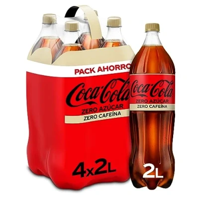 Imagen de Coca cola Zero Azúcar cafeína Refresco de sin azúcar, calorías, Pack 4 botellas 2 L