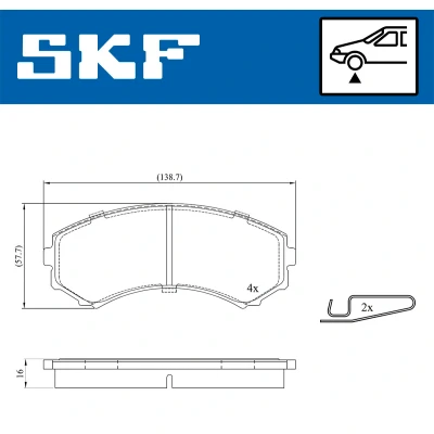 Imagen de SKF VKBP 80252 A Juego de pastillas freno con avisador acústico desgaste MITSUBISHI: PAJERO 4, 2 Canvas Top, 3