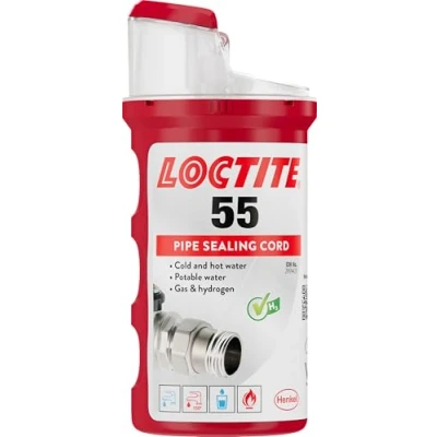 Imagen de LOCTITE sellador de rosca tubería 55, no curado para tuberías y accesorios, acción rápida fiable metal plástico, 160 m