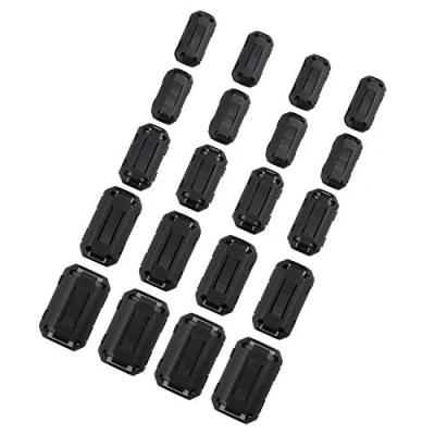 Imagen de Futheda 20 Clips de 3 mm, 5 7 9 13 mm diámetro Interior con Clip para Anillo ferrita, antiinterferencia, Filtro Alta frecuencia RFI, emi, supresor Ruido, Color Negro