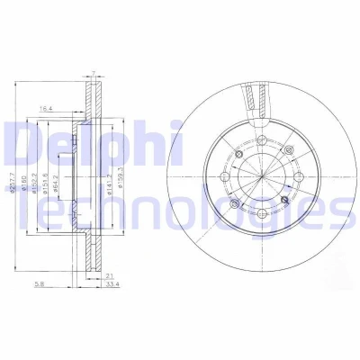 Imagen de DELPHI BG4148C Disco de freno 258 21 4 ventilado revestido sin procesar cojinete rueda, anillo sensor ABS HONDA: Jazz 2