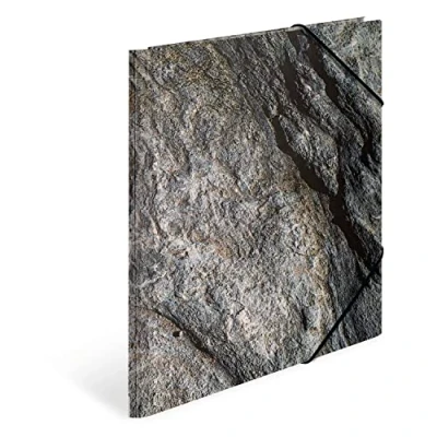 Imagen de HERMA 19775 carpeta A4 piedra natural, para niños con cierre de esquinas cartón acabado háptico, impresión interior y goma elástica, estable niñas