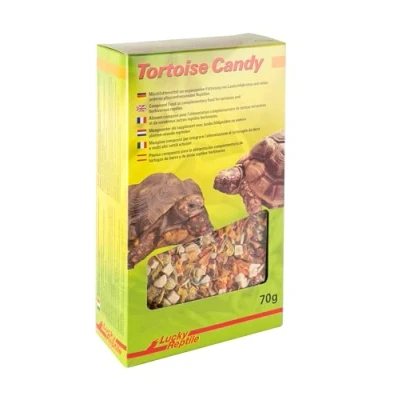 Imagen de Lucky Reptile Tortoise Candy 70 g una Delicia Especial alimento Mixto para Tortugas terrestres y Otros Reptiles herbívoros golosina Adecuada, Multicolor, 70g
