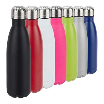 Imagen de Relaxdays, 500 ml Botella Agua sin BPA Isotérmica para Bebidas Frías y Calientes, Acero Inoxidable, Negro