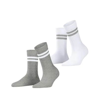 Imagen de ESPRIT Tennis Stripe 2 Pack W SO algodón estampado pares, Calcetines Mujer, Multicolor (White Grey 0010) nuevo ecológico, 39 42