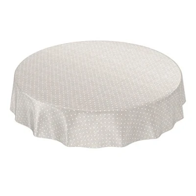 Imagen de ANRO Mantel de Hule, Lunares, Beige, Redondo, 120 cm, Borde Cortado
