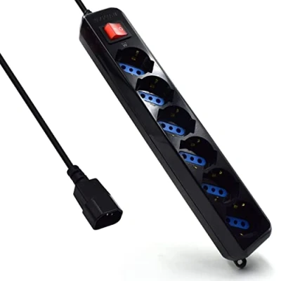 Imagen de Ewent EW3925 Base múltiple 1,5 m 6 Salidas AC Negro Bases múltiples (1,5 m, AC, Tipo L, Negro, 250 V, 10 A)