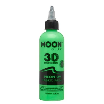 Imagen de Moon Glow Pintura para Tela Neon UV 3D Textil Ropa, Camisetas, Bolsos, Zapatos y lienzos Verde Intenso 125 ml (Paquete de 1)