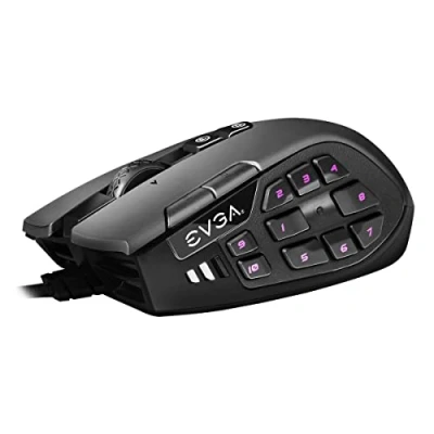 Imagen de EVGA X15 MMO Gaming Mouse, 8k, Wired, Black, Customizable, 16,000 dpi, 5 Profiles, 20 Buttons, Ergonomic 904 W1 15BK K3