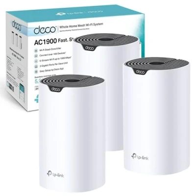Imagen de TP Link Deco S7 AC1900 Sistema Wi Fi de malla completa, doble banda con puertos Gigabit, cobertura hasta 150 m², conectar dispositivos, procesador 1,2 GHz, funciona Amazon Alexa, control