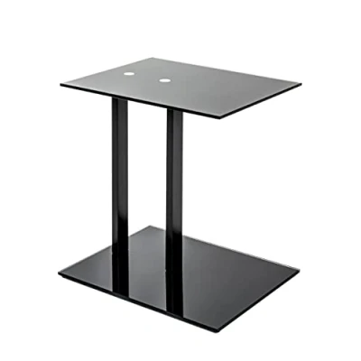 Imagen de HAKU Möbel Mesa auxiliar negro, Metal, cristal de seguridad 8 mm Dim.: AN 45 cm x AL 50 P 35 cm, Estilo: Moderno