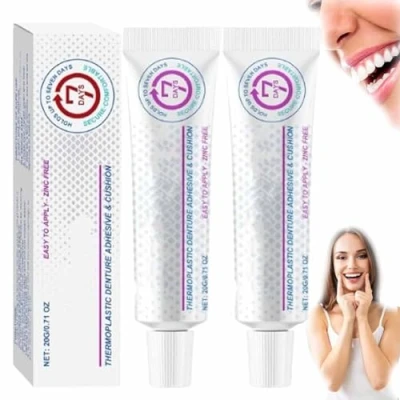Imagen de Seurico Kit de Silicona para Prótesis Dentales,Adhesivo Termoplástico Prótesis,Kit Suave,Crema Adhesiva extra Fuerte dentales,Insípido,Antialérgico (2 Piezas)