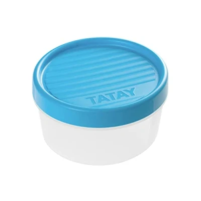 Imagen de TATAY Fiambrera de Alimentos, Hermética, 0.5L Capacidad, Tapa Rosca, Libre BPA, Apto Microondas y Lavavajillas, Color Azul. Medidas: 12 x 6,6 cm