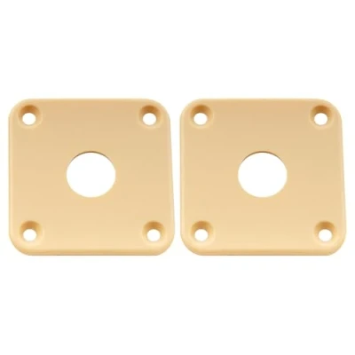 Imagen de Musiclily Pro Plástico Curvada Jack Plate Placa Cuadrada para Guitarra USA Les Paul Epiphone Paul, Crema (Juego de 2)