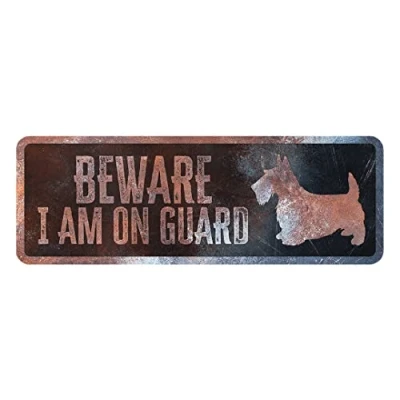 Imagen de D&amp;D Home, Panel de Avertición Atención al Perro, 40x13x0,3 cm, Versión en inglés, Fondo Negro, Señal Advertencia Metal Resistente óxido con Texto Divertido