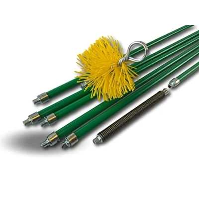 Imagen de Kit Profesional de Limpieza para conductos revestidos Cepillo sintético Ø 125 mm 8 m con 6 Varillas Verdes autobloqueantes 18 Huecas Resorte Inicio Chimeneas Kibros 5KIT125N