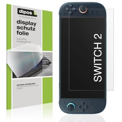 Imagen de dipos I 2x Protector de pantalla mate compatible con Nintendo Switch 2 2025 pelicula protectora