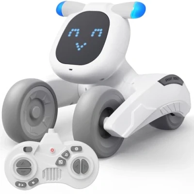 Imagen de PRANITE Perro Robot, Juguete Robotizado con Control Remoto Recargable Expresión LED, Grabación, Tacto, Canto, Baile, Regalos Interactivos para niños y niñas