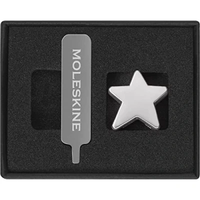 Imagen de Moleskine Pin para Cuaderno o Agenda Estrella, Cierre Elástico Personalizable, Idea Regalo, Color Plata