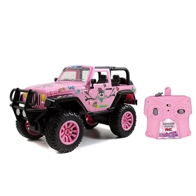 Imagen de Dickie Toys RC SUV Girlmazing Coche teledirigido Jeep Wrangler, con 2 Canales, 2,4 GHz, Turbo, Incluye Pegatinas, a Partir de 6 años, Color Rosa metálico Brillante.