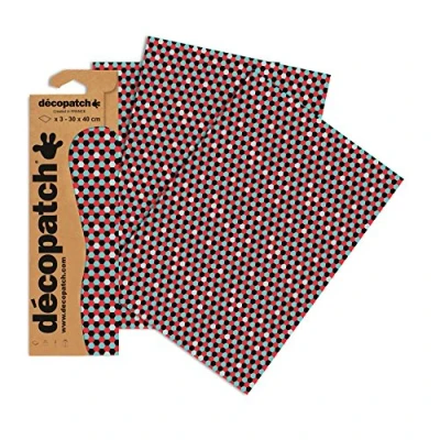 Imagen de Décopatch C719O Une pochette de 3 feuilles papier imprimé 30x40 cm, Pois bleu, rouge, noir