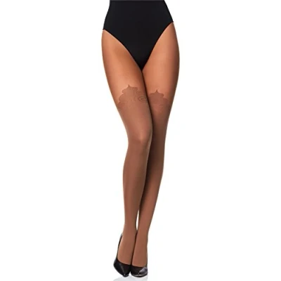 Imagen de Merry Style Pantimedias para mujer con efecto óptico de medias Overknee, patrón MS 389 60 DEN (Cappucino, L)
