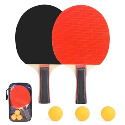 Imagen de Palas Ping Pong Set Raquetas Racket Pala Profesional de Tenis Mesa con 2 3 Pelotas 1 Bolsa para Ocio Entrenamiento Interior Exterior