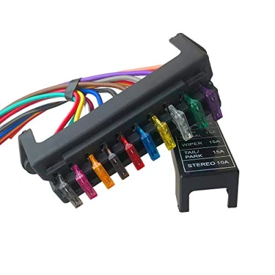 Imagen de QitinDasen Premium 10 Vías Caja de Fusibles Coche con Alambre, 2 Entradas Salidas Portafusibles Cuchilla Estándar Universal, 10Pcs (12V/24V/32V/48V)
