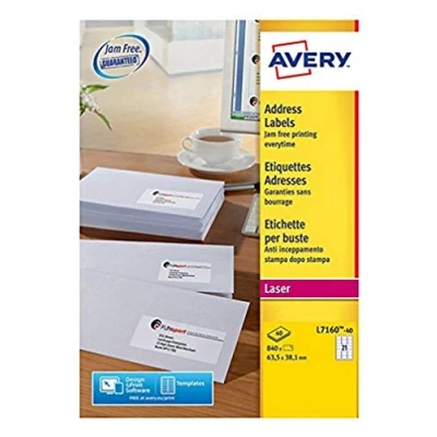 Imagen de Avery Zweckform White Address Label Laser L7160 40 Etiqueta para dirección Blanco