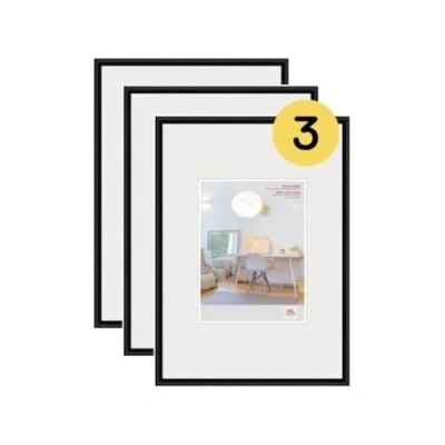 Imagen de walther design KVX342B3 Nuevo marco de fotos plástico Lifestyle con cristal acrílico, 29,7 x 42 cm, negro, paquete 3