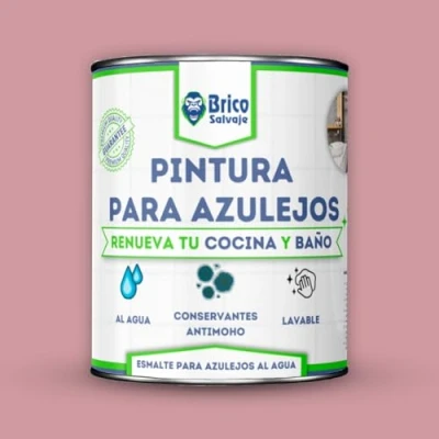 Imagen de BRICOSALVAJE Pintura para Azulejos Cocina y Baño al Agua MATE Sin Imprimación Lavable Gran dureza (Rosa Empolvado, 750 ML)